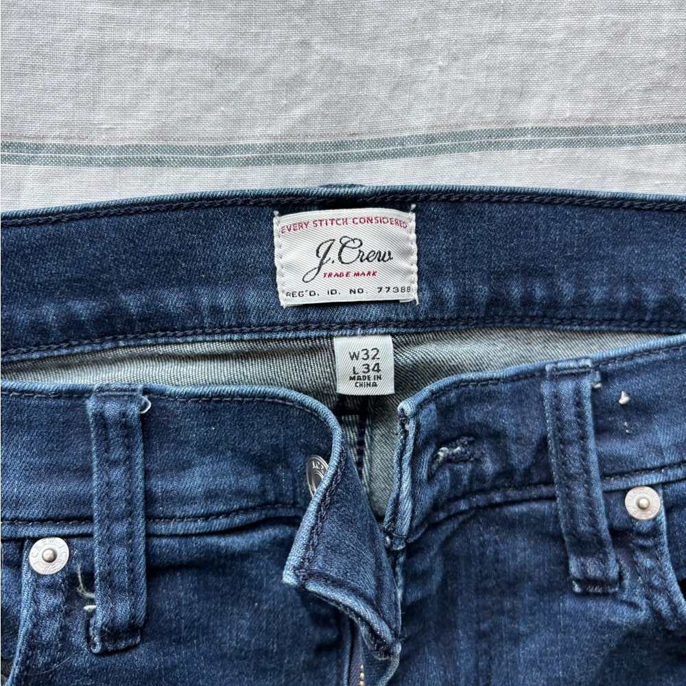 J. Crew 770 32W 32L Indigo Denim Pants with Tan Label